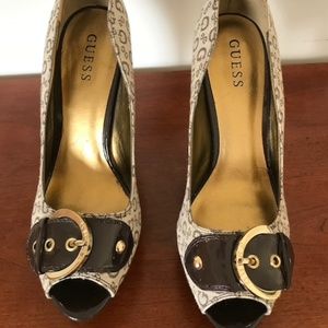 Guess Stiletto Open Toe - Logo Size 10 like new
